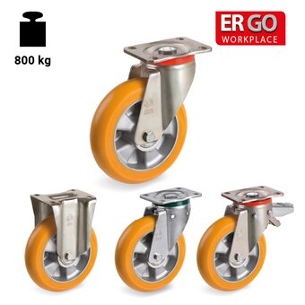 TR-65ER-P-PT-Wheels with medium-heavy duty brackets and brackets with hardened ball race grooves